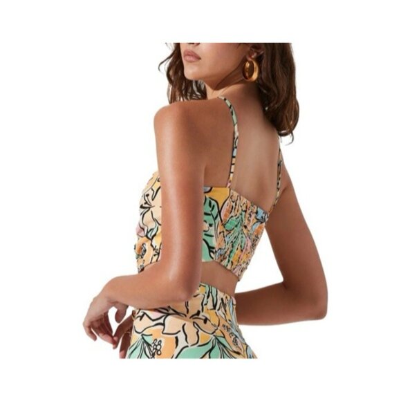 ASTR The Label Covina Tropical Print Skirt & Top Set M Medium Linen NEW